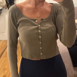 Brandy Melville Ribbed Button-Up Women's Top